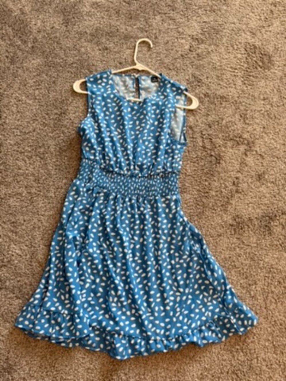Womens Blue Dress with White Dots